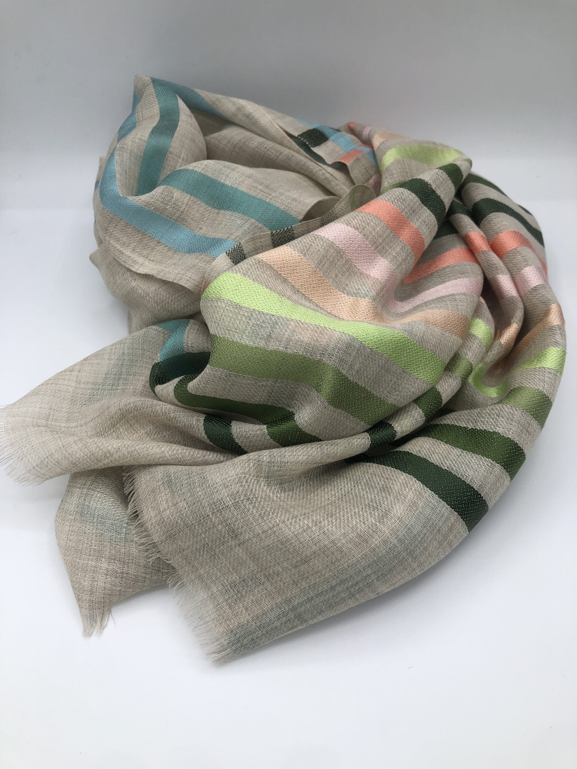Pashmina in Cashmere con righe in seta